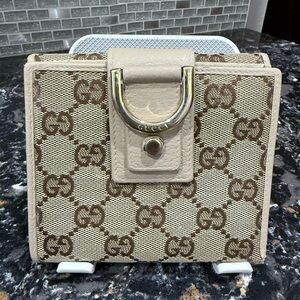 Gucci Cream and Brown Compact Wallet
